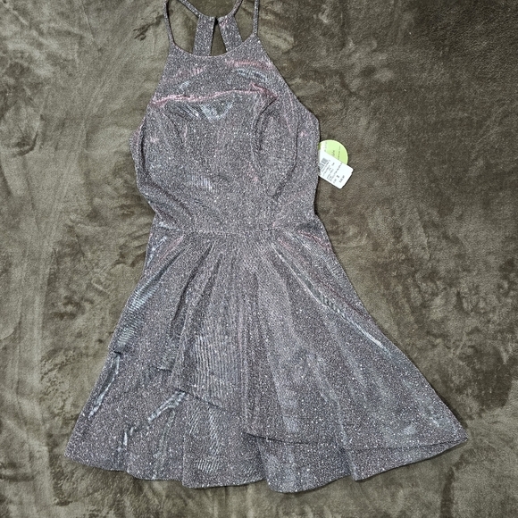 Speechless ✦ Shimmer Party Dress ✦ Silver-Purple Color Shift Fit & Flare Sz 3 - Picture 14 of 17